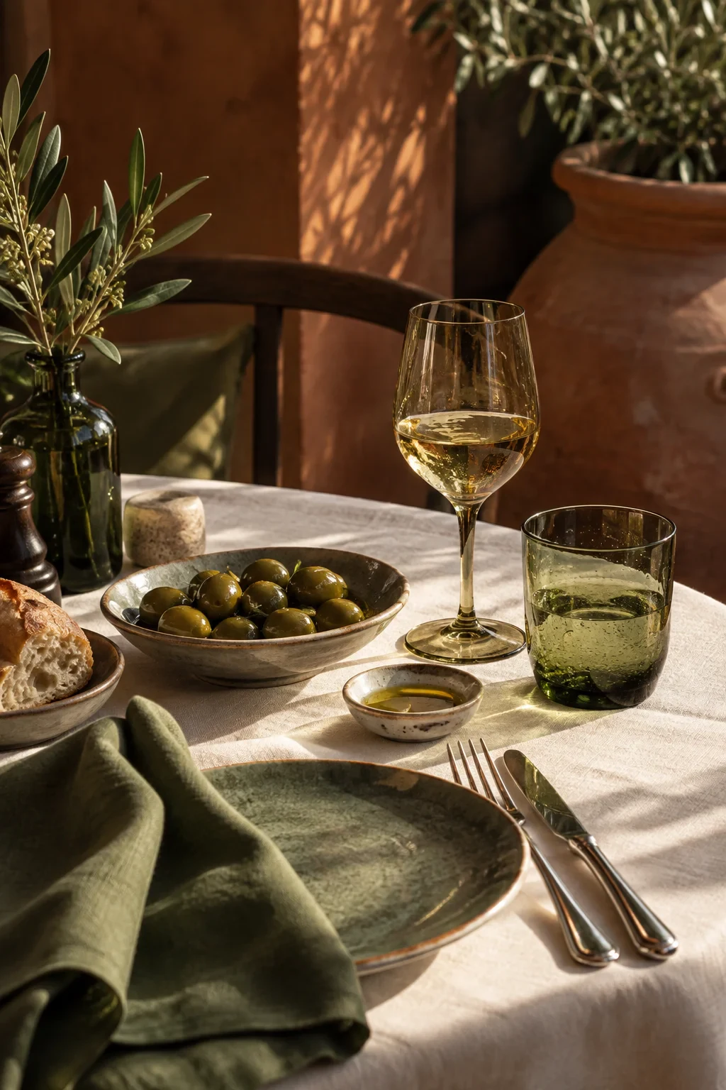 An intimate restaurant table in warm afternoon light